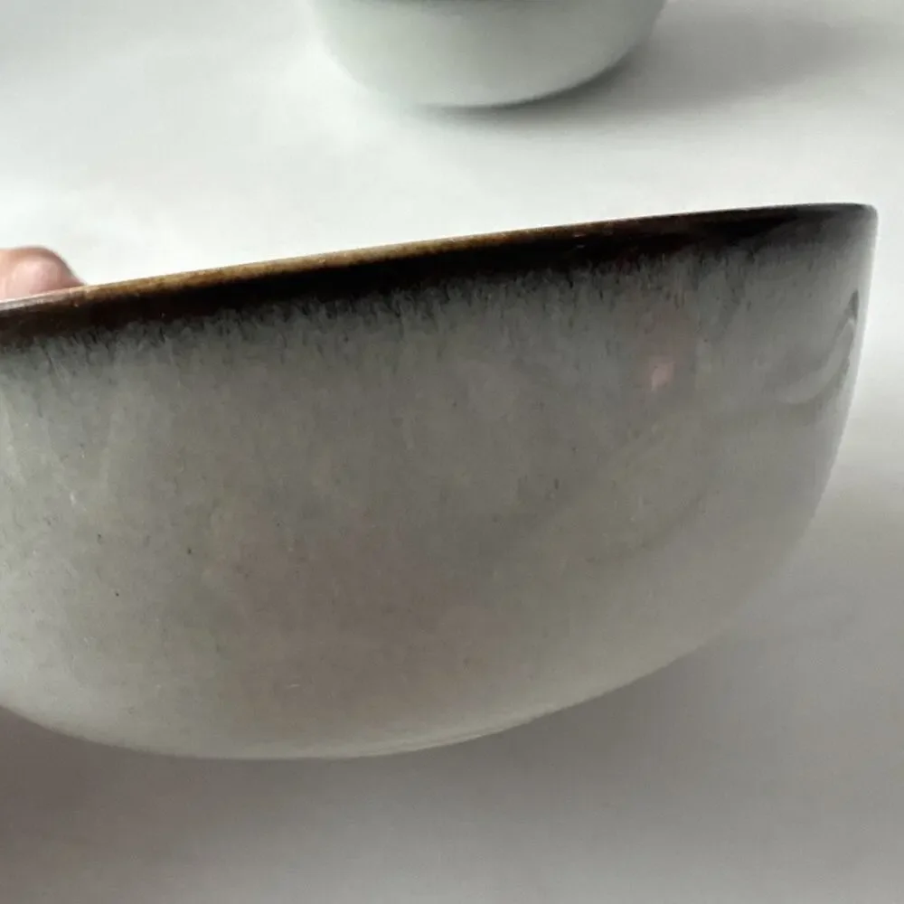 Set of 4 IKEA Gladelig Bowls Salad Cereal MCM Speckled Brown Trim